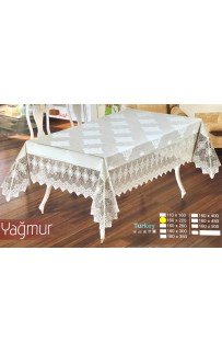 Скатерть Карвен "Yagmur" 160*220 с гипюром М 761кремовый