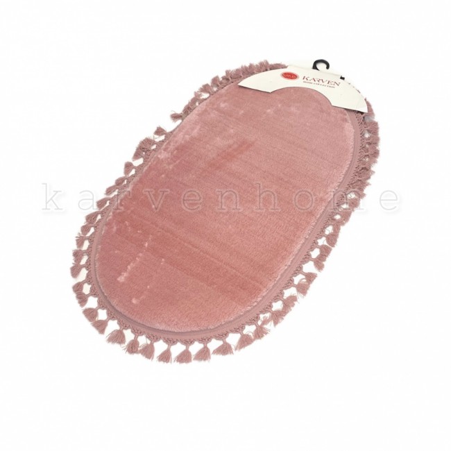 Ковер Карвен POST DOKUMA OVAL SACAKLI/мех с бахрамой 80*120 KV 028 pudra/пудровый