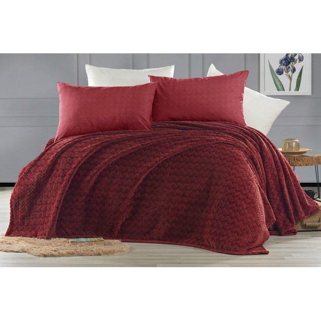 Плед KARVEN Super Soft "BENZIA" 200*220 п/э евро Р 944 бордовый (Акция).