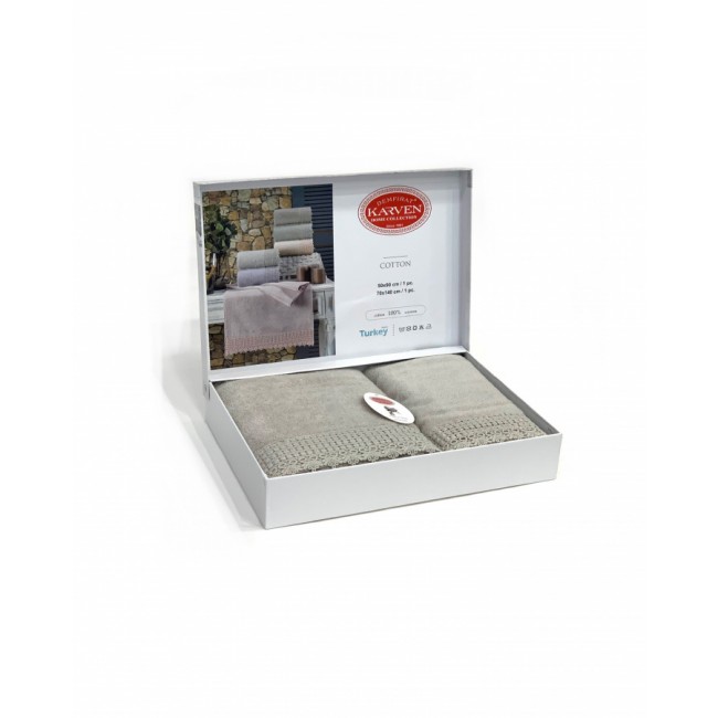 Набор полотенец Карвен " QUEEN" махра 50*90/70*140 HS 1672v2 a.yesil/бежевый
