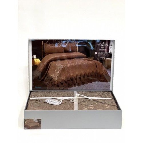 Покрывало "ADEN" евро 3 пр (260*260 / 60*80) Y 859 kahve/кофейный (Акция)