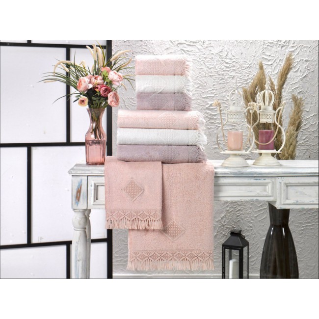 Набор полотенец Карвен "MAKRAME" бамбук 50*90 /70*140 HS1706 v3 lila/лиловый (Акция)