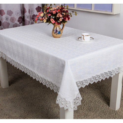 Скатерть "Карвен" двойная ткань (лен+органза) с гипюром 160*260 М 618-4