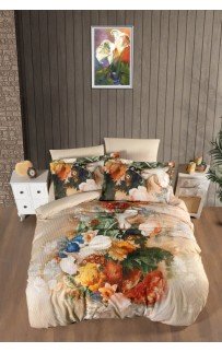 Постельное белье Карвен Stripe Satin с цветным принтом семейное N251-SB002 (7пр.) (Акция)