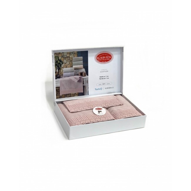 Набор полотенец Карвен " QUEEN" махра 50*90/70*140/30*50 HS 1673v1 pudra/ пудра(акция)