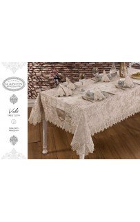 Скатерть Карвен "VELS"160*220 велюр с кружевом M 788 krem/кремовый Скатерть Карвен "VELS"160*220 велюр с кружевом M 788 krem/кремовый