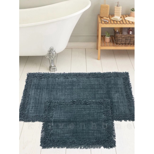 Набор ковриков для ванной Карвен K.M.EKOSE/с бахрамой 50*60-60*100 KV 426 koyu gri/т.серый Набор ковриков для ванной Карвен K.M.EKOSE/с бахрамой 50*60-60*100 KV 426 koyu gri/т.серый