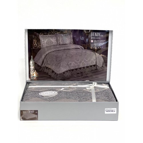 Покрывало "VENDY" евро 3 пр (260*260 / 60*80) Y 860 gri/серый (Акция)