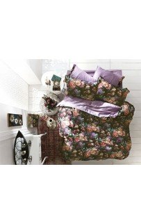 N049 Постельное белье Zebra шелк/сатин-жатка евро (Paola lila) (Акция)