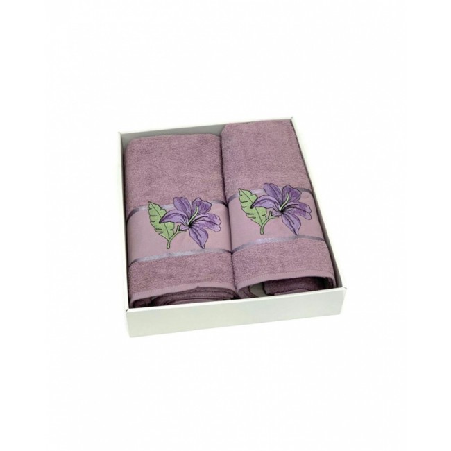 Набор полотенец Карвен "ZAMBAK" махра 50*90/70*140 HS 1626 v9 св/лиловый