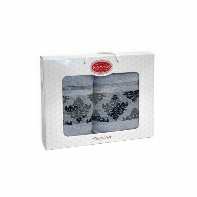 Набор полотенец Карвен "Y DAMASK" махра 50*90/70*140 HS 1701 v7 св.серый