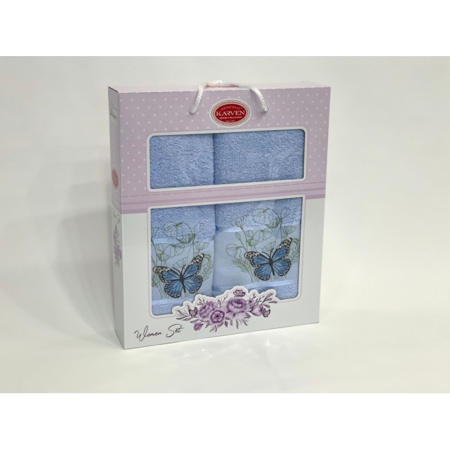 Набор полотенец Карвен "KELEBEK" махра 50*90/70*140 HS 1658 v3 голубой