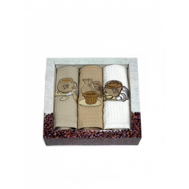 Набор полотенец кухонный NILTEKS "Латте" вафля 40*60-3 шт. НМ 577 V-25 белый