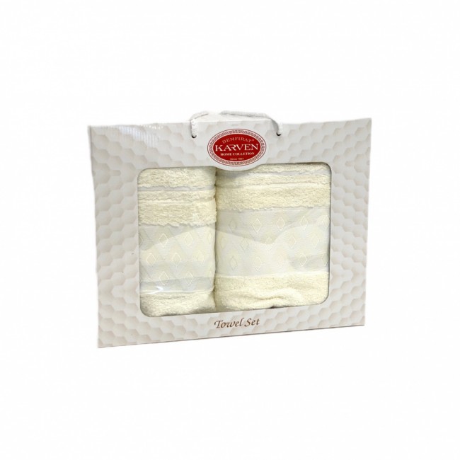 Набор полотенец Карвен "PIRAMIT" махра 50*90/70*140 HS 1666 v1 кремовый Набор полотенец Карвен "PIRAMIT" махра 50*90/70*140 HS 1666 v1 кремовый