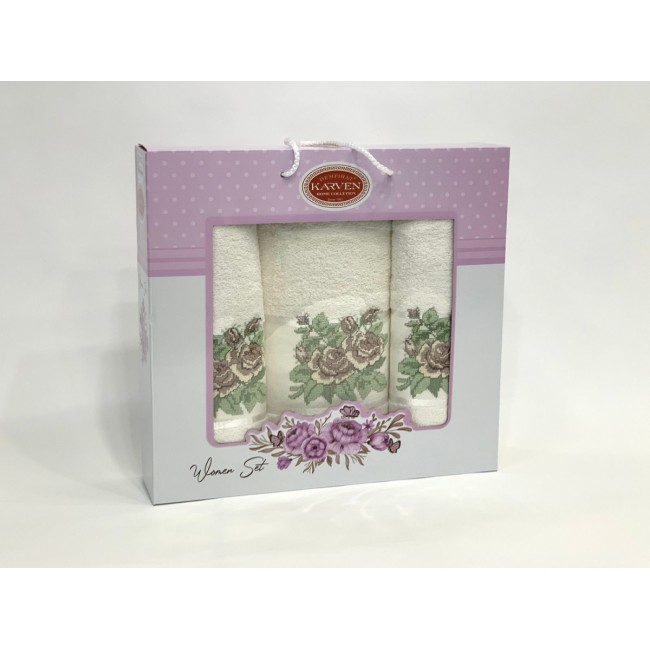 Набор полотенец Карвен "PANO" махра 50*90(2)/70*140 HS 1663 v6 кремовый