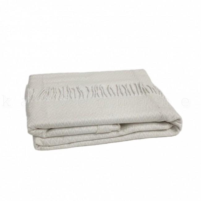 Плед KARVEN с бахромой 180*240 хлопок евро Р 939 v-2 бежевый (Акция)