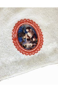 Набор полотенец кухонный "ЗИМА-САНТА" 3D махра 30*50 3шт. НМ 523(V-1)-11 бежевый/сиреневый