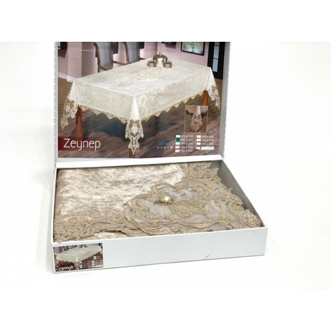 Скатерть "ZEYNEP" 160*220 велюр с круж. М 759 кофейный