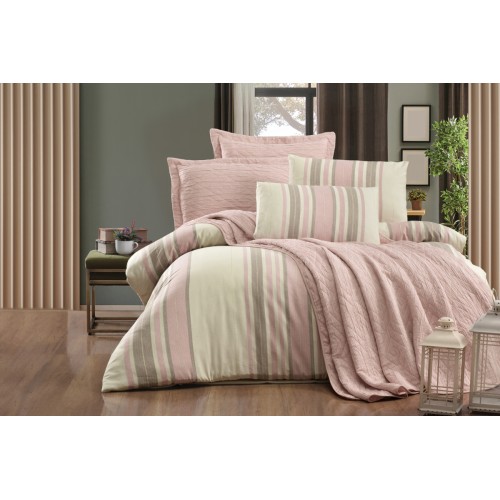 Комплект ZEBRA LADEN (Покрывало+постельное белье) евро 7 предметов Y 892 pudra/пудровый (Акция)