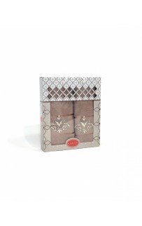 Набор полотенец Карвен "DAMAKS" махра 50*90/70*140 HS 1654 v4 т/ бежевый