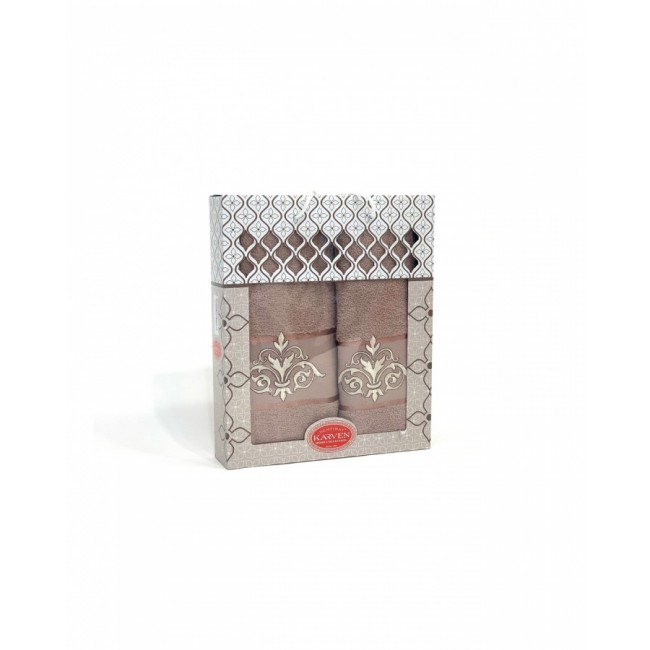 Набор полотенец Карвен "DAMAKS" махра 50*90/70*140 HS 1654 v4 т/ бежевый