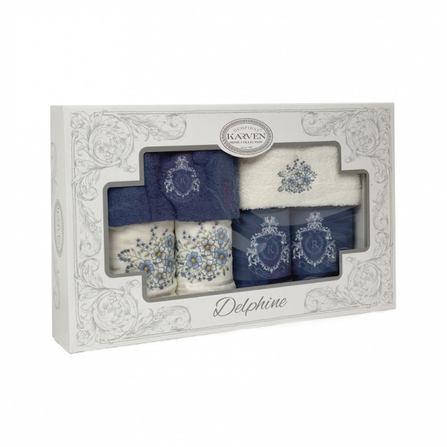 Набор полотенец в коробке Карвен "ARMA" махра 30*50(2)/ 50*90(2)/70*140(2) HS1718 индиго