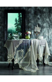 Скатерть ZEBRA "ORNELLA" 160*260  гипюр с вышивкой М 716