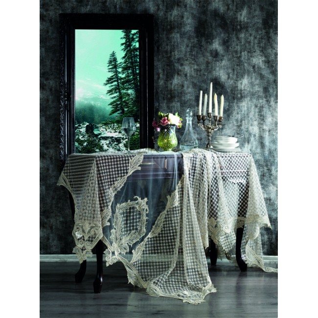 Скатерть ZEBRA "ORNELLA" 160*260  гипюр с вышивкой М 716