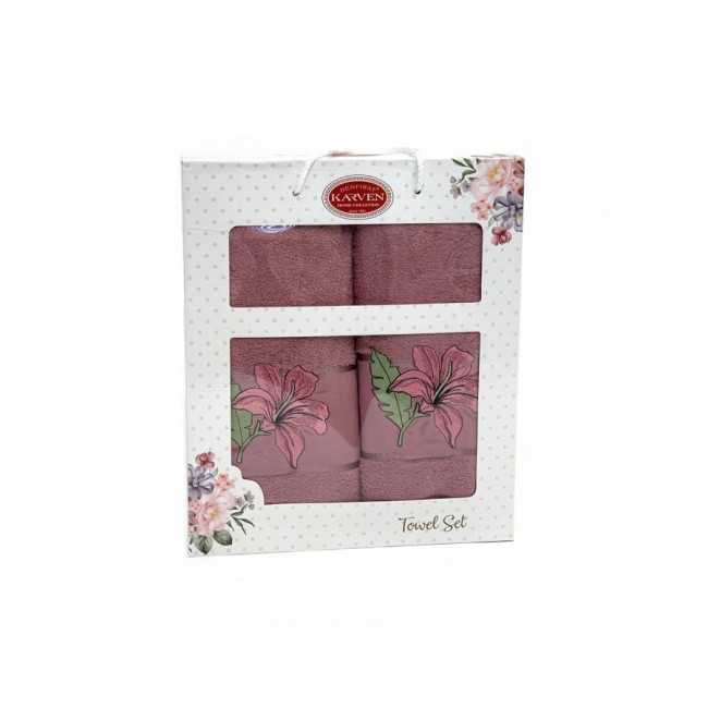 Набор полотенец Карвен "ZAMBAK" махра 50*90/70*140 HS 1626 v4 сухая роза