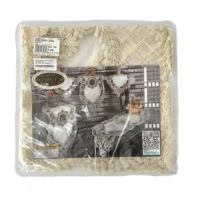 Скатерть Карвен 80*80 велюр с кружевом М844/1782 K15 крем