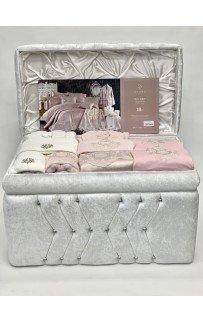 Комплект-сундук ZEBRA "BOLERO" с вышивкой евро (18 предметов) пудровый