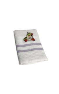 Полотенце кухонное Карвен вафля вышивка 50*75 12 шт. HM 779 v8 сиреневый Яблоки (Акция)