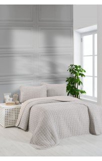 Комплект KARVEN "MUSLIN KARE" хлопок 1.5 сп. 2 пр (160*240 / 50*70) Y836-kare-V7 bej/бежевый (Акция)