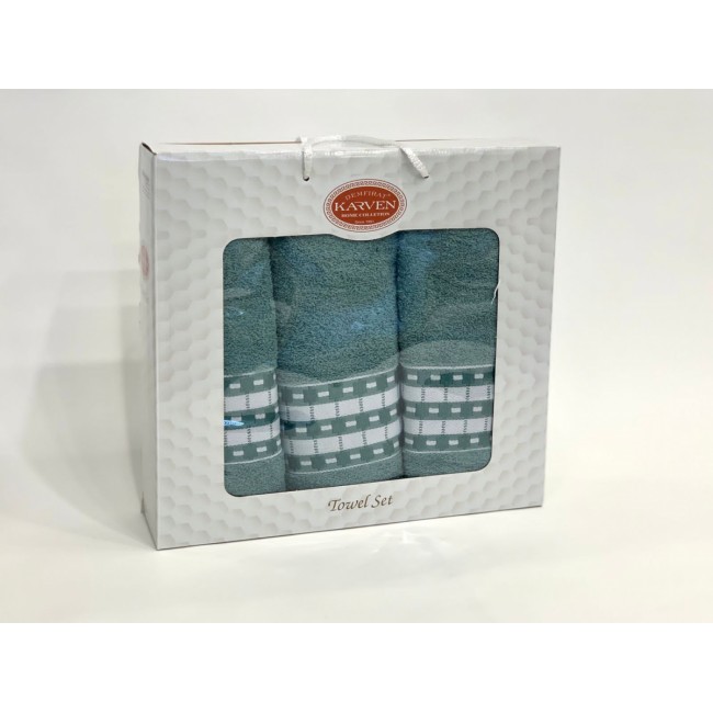 Набор полотенец Карвен "YOL SERITLI" махра 50*90(2)/70*140 HS1651 v9 изумруд