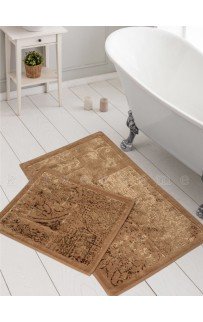 Набор ковриков для ванной Карвен NOSTALJI хлопок/вискоза 50*60-60*100 KV 429 acik kahve/кофейный