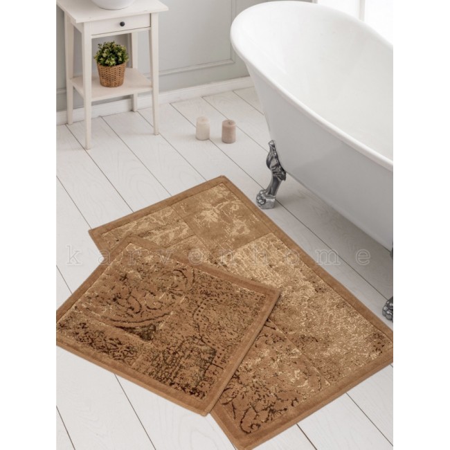 Набор ковриков для ванной Карвен NOSTALJI хлопок/вискоза 50*60-60*100 KV 429 acik kahve/кофейный