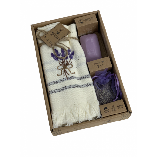 Набор полотенец кухонный NILTEKS "ЛАВАНДА" вафля тенсел 40*60(3)/мыло/саше 5 пр. НМ 748 v2