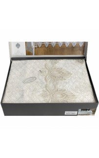 Скатерть Карвен "PETRANA" 160*300 велюр с кружевом M 796 krem/кремовый