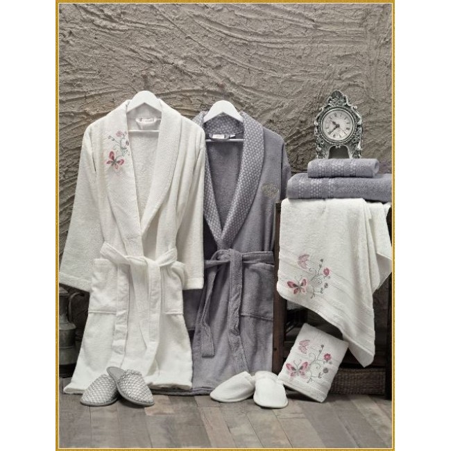 Халат "Коронет Люкс" жен. с тапками, полотенце (50*90/90*150/M-L) В 367 (Акция)