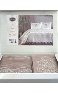 Комплект Карвен "ALISA"(покрывало+2 наволочки) евро 3 предмета Y855 estimate/пудра (акция)