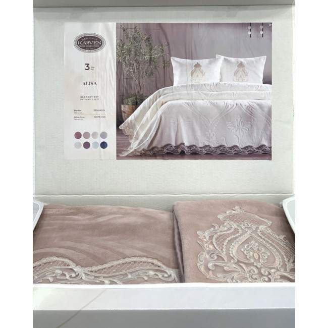 Комплект Карвен "ALISA"(покрывало+2 наволочки) евро 3 предмета Y855 estimate/пудра (акция)