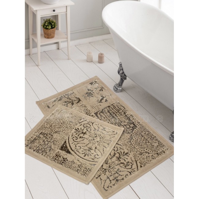 Набор ковриков для ванной Карвен NOSTALJI хлопок/вискоза 50*60-60*100 KV 429 bej/бежевый Набор ковриков для ванной Карвен NOSTALJI хлопок/вискоза 50*60-60*100 KV 429 bej/бежевый