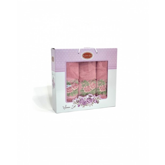 Набор полотенец Карвен "PANO" махра 50*90(2)/70*140 HS 1663 v8 сухая роза