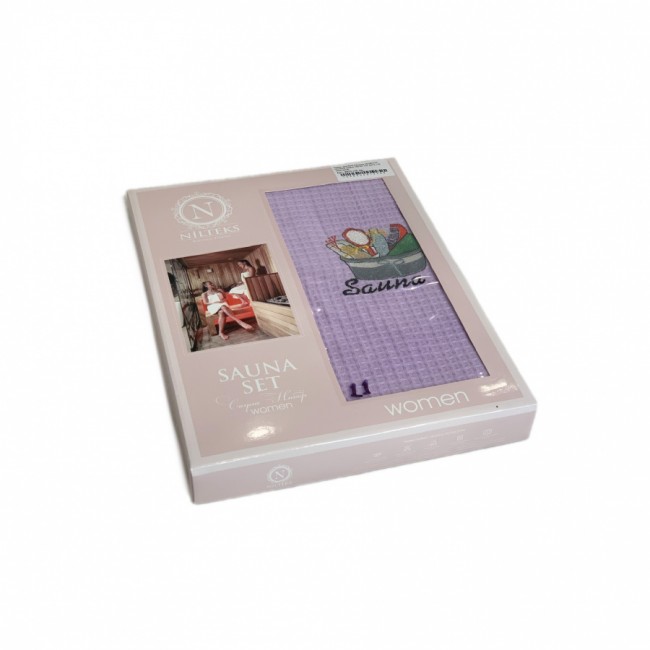 Парео для бани женское на липучке NILTEKS вафля 160*80 1шт B372 v10 сиреневый