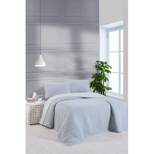 Комплект KARVEN "MUSLIN KARE" хлопок 1.5 сп. 2 пр (160*240 / 50*70) Y836-kare-V2 laci/темно-синий (Акция).