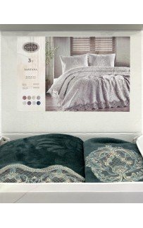 Комплект Карвен "SANTANA"(покрывало+2 наволочки) евро 3 предмета Y855 yesil/изумруд (акция)