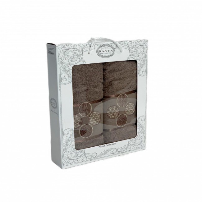 Набор полотенец Карвен "DORT DAIRE" махра 50*90/70*140 HS 1642 v-8 кофейный