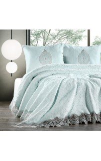 Комплект Карвен "ALESTA"(покрывало+2 наволочки) евро 3 предмета Y855 mint/ментоловый (акция)