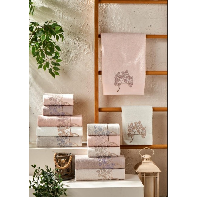Полотенеце Карвен 50*90 6шт.махра с вышивкой H 7000 AKASYA (Акция)
