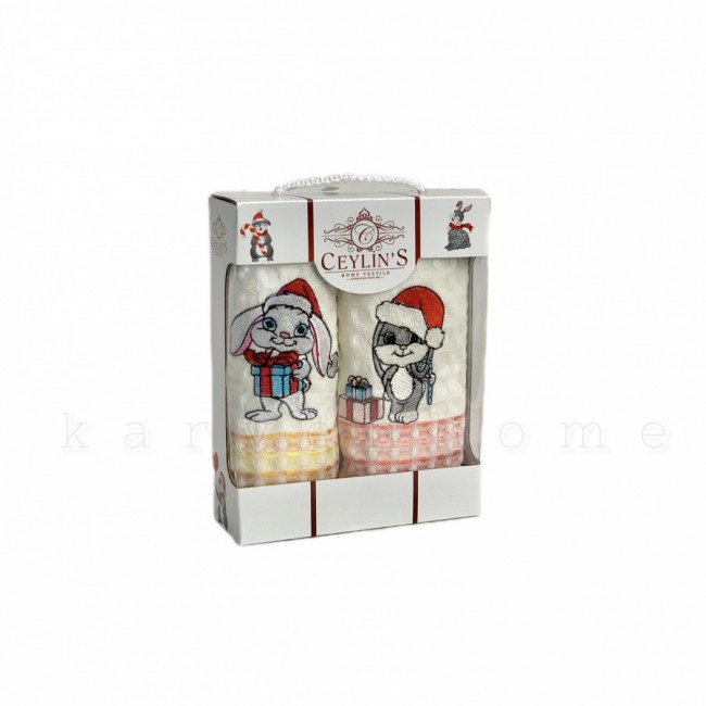 Набор полотенец кухонный Карвен "Зайчики" вафля 30*50 2 шт. НМ 734 v-1